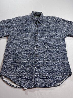 Vintage American Eagle Abstract Cotton Button Down Shirt Short Sleeve 90s Men M